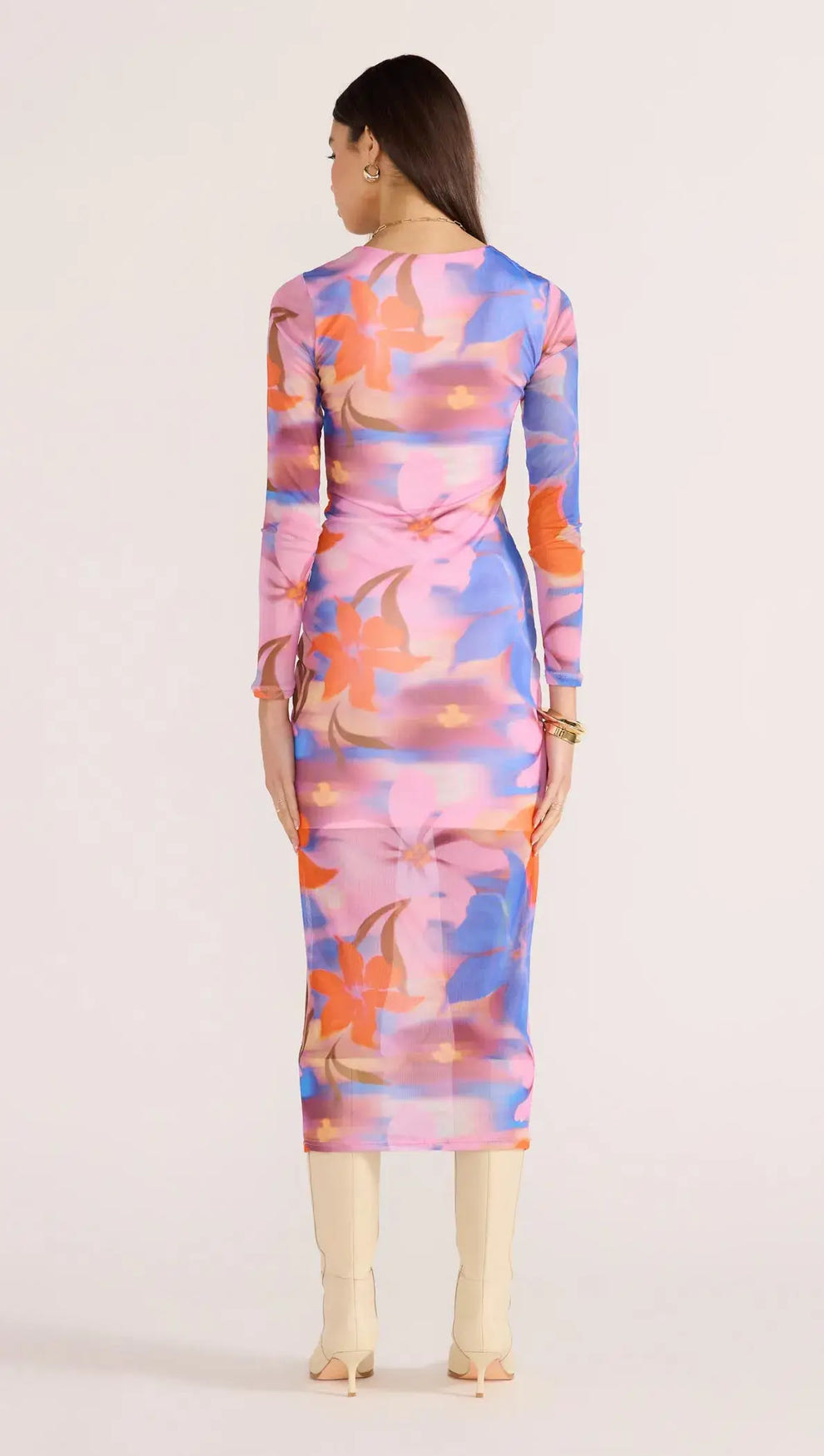 Sommer Ruched Mesh Midi Dress-DRESSES - MIDI-MINKPINK