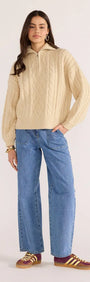 Varsity Cable Knit Sweater-KNITWEAR - JUMPERS-MINKPINK