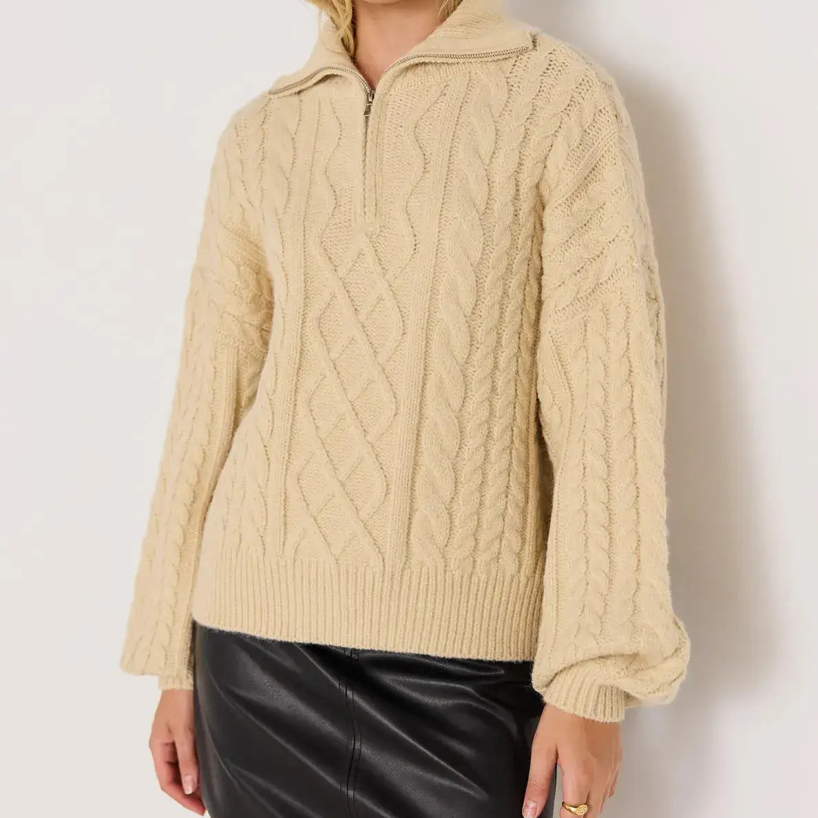 Varsity Cable Knit Sweater-KNITWEAR - JUMPERS-MINKPINK