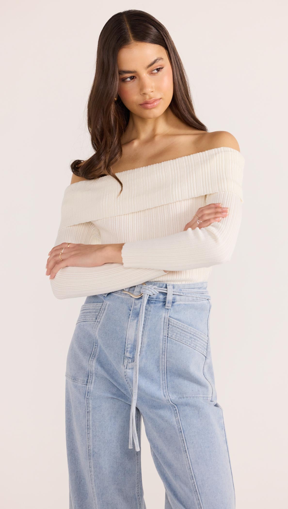 ZOE OFF SHOULDER KNIT TOP-TOPS - LONG SLEEVE-MINKPINK