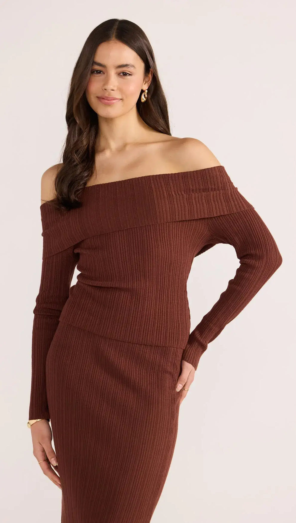 Zoe Off Shoulder Knit Top-TOPS - LONG SLEEVE-MINKPINK