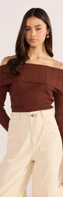 Zoe Off Shoulder Knit Top-TOPS - LONG SLEEVE-MINKPINK