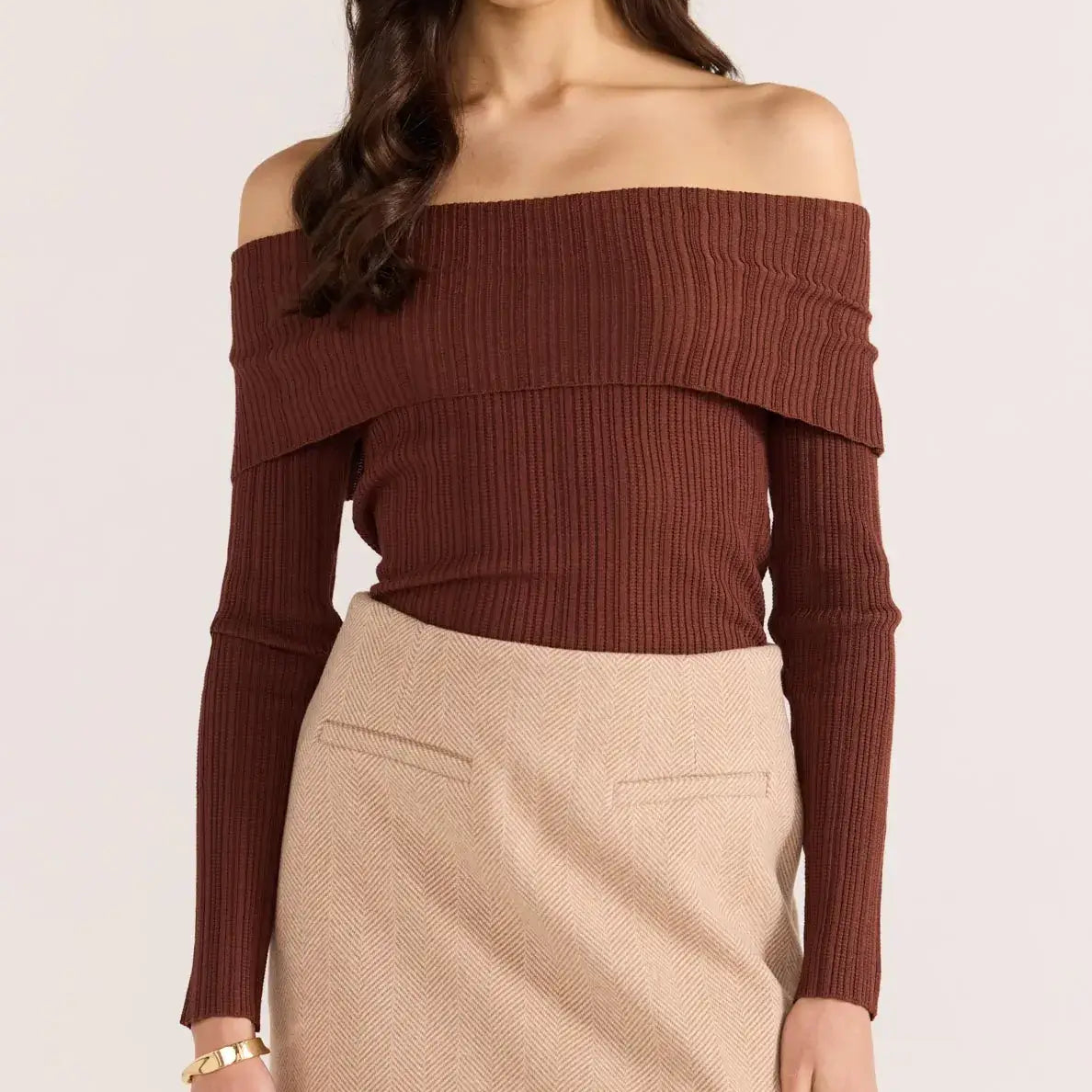 Zoe Off Shoulder Knit Top-TOPS - LONG SLEEVE-MINKPINK